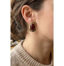 Kahverengi Renk Kare Model Vintage Kadın Küpe