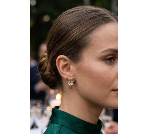 Füsun Küpesi Model Gold Renk Kelebek Model Pirinç Kadın Küpe