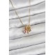 316L Çelik Gold Pembe Zirkon Taşlı Charmlı Kadın Kolye