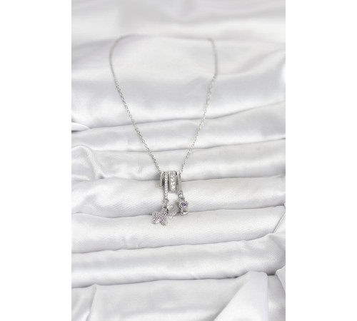 316L Çelik Gümüş Zirkon Taşlı Deniz Tema Charmlı Kadın Kolye