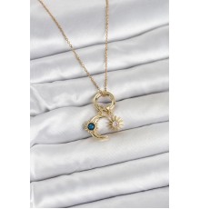316L Çelik Gold Renk Gece Gündüz Tema Charmlı Kadın Kolye