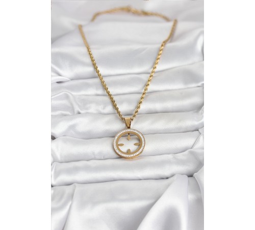 316L Çelik Burgu Zincir Model Çeyrek Takılabilir Kadın Kolye