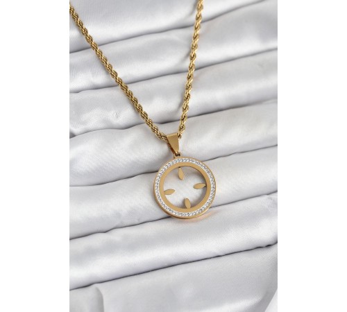 316L Çelik Burgu Zincir Model Çeyrek Takılabilir Kadın Kolye