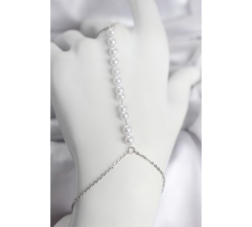 316L Çelik Gümüş Renk Sıralı İncili Model Kadın Şahmeran