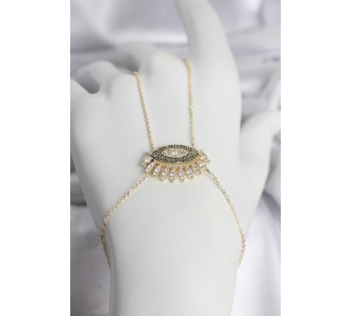 Pirinç Gold Renk Zirkon Taşlı Göz Model Kadın Şahmeran