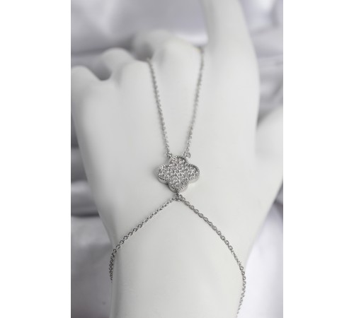 Pirinç Gümüş Renk Yonca Model Kadın Şahmeran