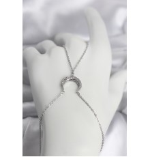 Pirinç Gümüş Renk Hilal Model Zirkon Taşlı Kadın Şahmeran