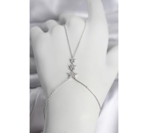 Pirinç Gümüş Renk Sıralı Yıldız Model Kadın Şahmeran