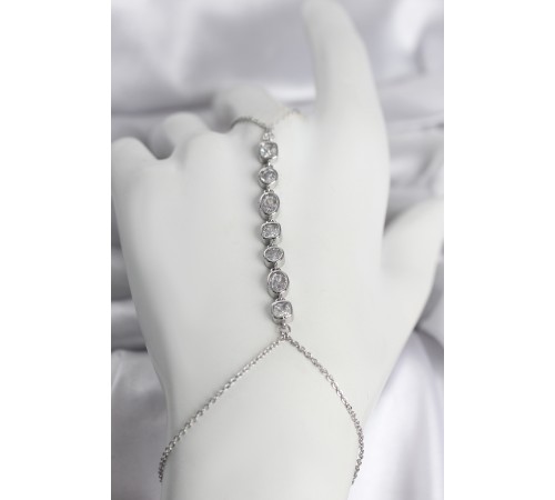 Pirinç Gümüş Renk Sıralı Zirkon Taşlı Kadın Şahmeran