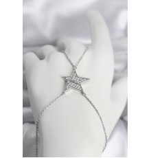 Pirinç Gümüş Renk Zirkon Taşlı Yıldız Model Kadın Şahmeran