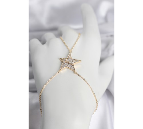 Pirinç Gold Renk Zirkon Taşlı Yıldız Model Kadın Şahmeran