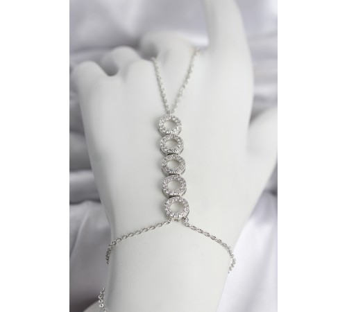 Pirinç Gümüş Renk Zirkon Taşlı Sıralı Halka Model Kadın Şahmeran