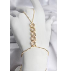 Pirinç Gold Renk Zirkon Taşlı Sıralı Halka Model Kadın Şahmeran