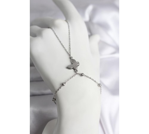 316L Çelik Gümüş Renk Kelebek Model Kadın Şahmeran