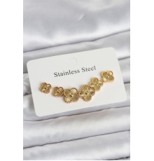 316L Çelik Gold Renk Yonca Küpe Seti