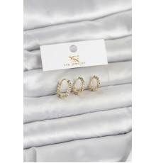 Pirinç Gold Renk Nazarlı Model 3'lü Kadın Küpe