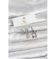 Pirinç Gümüş Renk Çiçek Model 3'lü Kadın Küpe