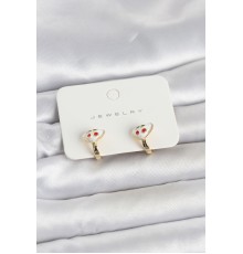 Pirinç Gold Renk Mineli Kalp Kiraz Model Çocuk Küpe