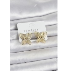 Füsun Küpesi Model Gold Renk Kelebek Model Pirinç Kadın Küpe