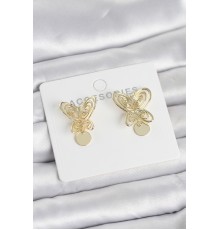Füsun Küpesi Model Gold Renk Kelebek Model Pirinç Kadın Küpe