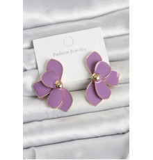 Mor Mineli Lotus Model Pirinç Kadın Küpe