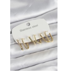 316L Çelik Gold Renk 6'lı Set Geometrik Model Kadın Küpe