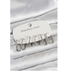 316L Çelik Gümüş Renk 6'lı Set Geometrik Model Kadın Küpe