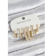 316L Çelik Gold Renk 6'lı Set Zirkon Taşlı Kadın Küpe
