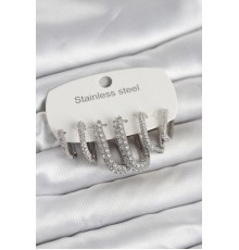 316L Çelik Gold Renk 6'lı Set Zirkon Taşlı Kadın Küpe