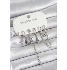 316L Çelik Gümüş Renk 6'lı Set Charmlı Kadın Küpe