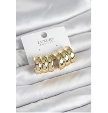 Pirinç Gold Renk Üçlü Görünüm Kadın Küpe