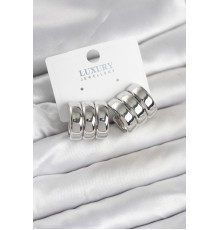 Pirinç Gümüş Renk Üçlü Görünüm Kadın Küpe