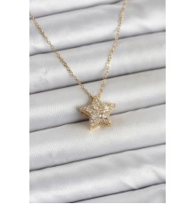 316L Çelik Zincir Gold Renk Zirkon Taşlı Yıldız Model Kadın Kolye