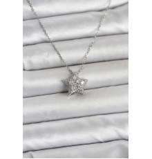 316L Çelik Zincir Gümüş Renk Zirkon Taşlı Yıldız Model Kadın Kolye