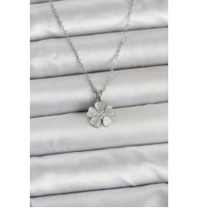 316L Çelik Zincir Gümüş Renk Yonca Model Kadın Kolye