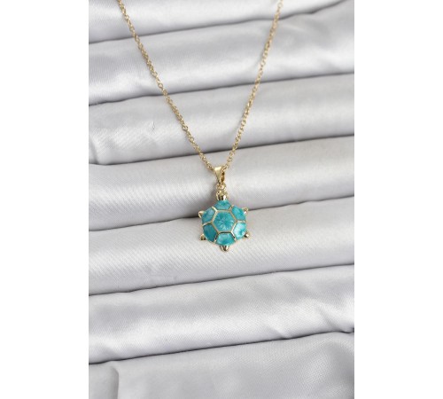 316L Çelik Zincir Gold Renk Kaplumbağa Model Kadın Kolye