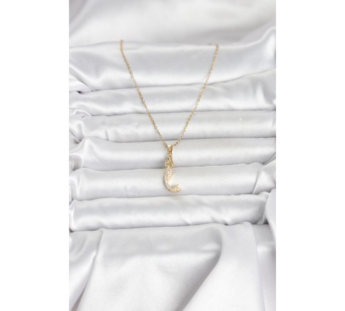 316L Çelik Zincir Gold Renk Zirkon Taşlı Deniz Kızı Model Kadın Kolye