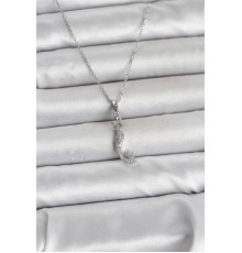 316L Çelik Zincir Gümüş Renk Zirkon Taşlı Deniz Kızı Model Kadın Kolye