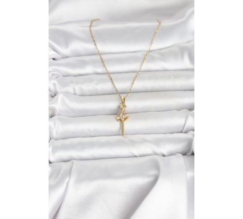 316L Çelik Zincir Gold Renk Kılıç Model Kadın Kolye