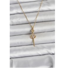 316L Çelik Zincir Gold Renk Kılıç Model Kadın Kolye
