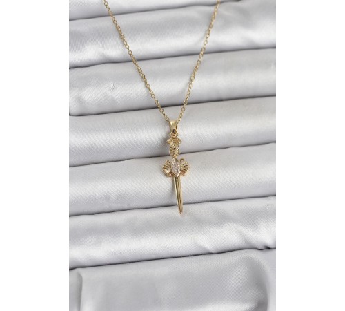 316L Çelik Zincir Gold Renk Kılıç Model Kadın Kolye