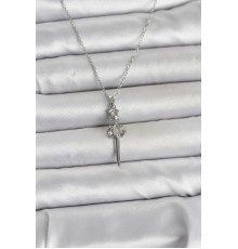 316L Çelik Zincir Gümüş Renk Kılıç Model Kadın Kolye