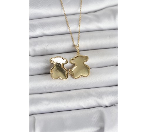 316L Çelik Zincir Gold Renk Ayıcık Model Açılabilir Kadın Kolye