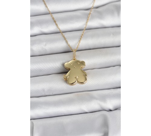 316L Çelik Zincir Gold Renk Ayıcık Model Açılabilir Kadın Kolye