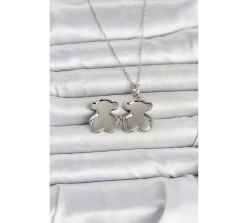 316L Çelik Zincir Gümüş Renk Ayıcık Model Açılabilir Kadın Kolye