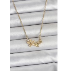 316L Çelik Zincir Gold Renk Çiçek ve Kelebek Model Kadın Kolye