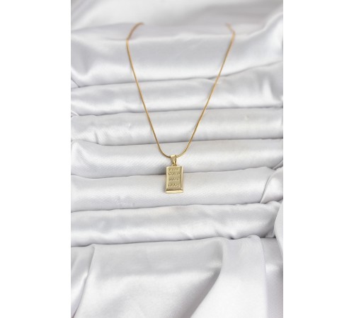 316L Çelik Zincir Gold Renk Külçe Altın Model Kadın Kolye