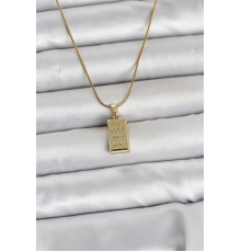316L Çelik Zincir Gold Renk Külçe Altın Model Kadın Kolye