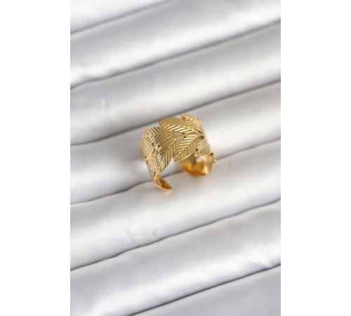 316L Çelik Gold Renk Başak Modeli Kadın Yüzük