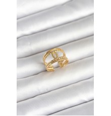 316L Çelik Gold Renk Burgu Düğüm Model Kadın Yüzük
